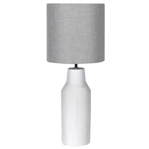 Simple White Ceramic Table Lamp 75 cm with Grey Linen Shade