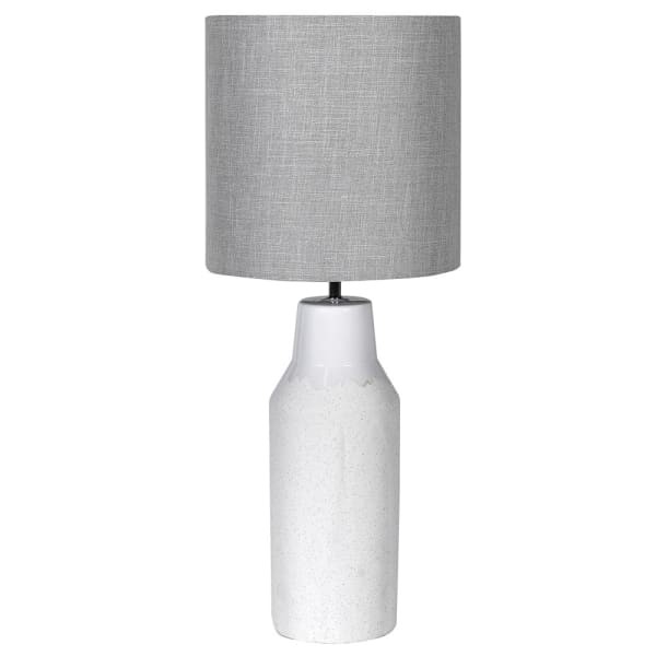 Simple white ceramic table lamp 75 cm with grey linen shade