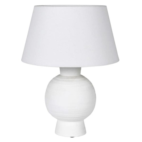 White Terracotta Table Lamp 54 cm with Linen Shade