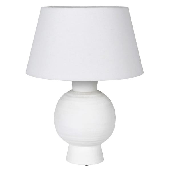 White Terracotta Table Lamp 54 cm with Linen Shade