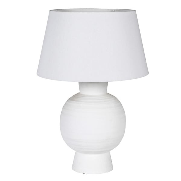 White Terracotta Table Lamp 64 cm with Linen Shade