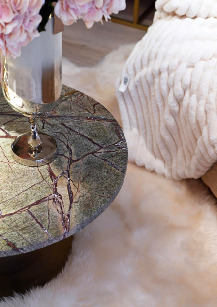 Surrey Forest Coffee Table 75 cm green and grey marble top one leg table