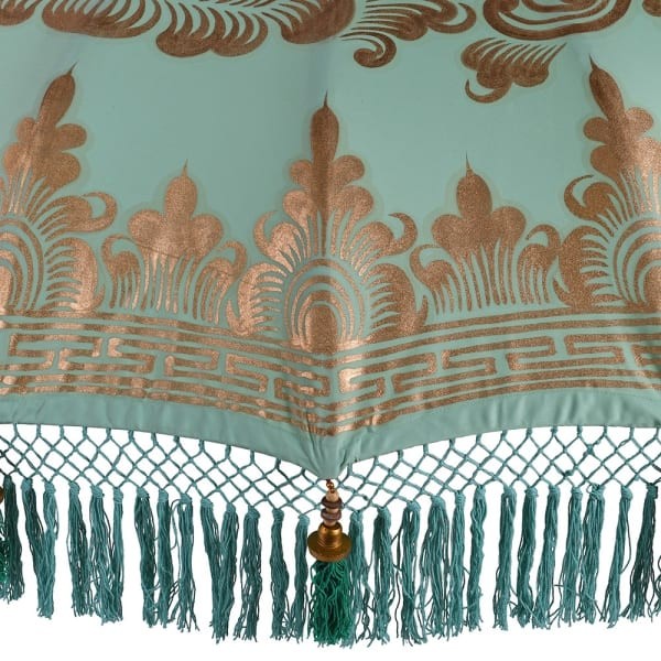 Hand-Painted Oriental Garden Parasol, 188 cm, Blue and Gold