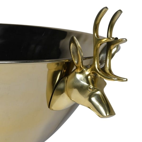 Gold champagne cooler with sculptural antler details