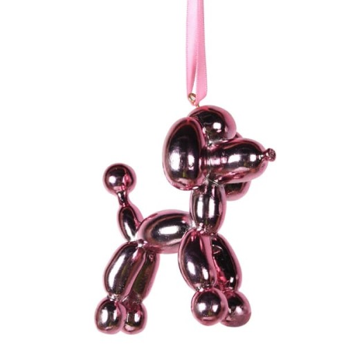 Pink Balloon Dog Christmas Ornaments 10 cm – Set of 6