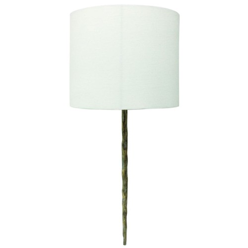 Shoreditch White Wall Light 62.5 cm – White Linen Shade with Antique Gold Iron Frame