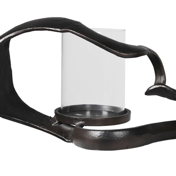 Luxury hammered aluminium candle holder 136 cm wide
