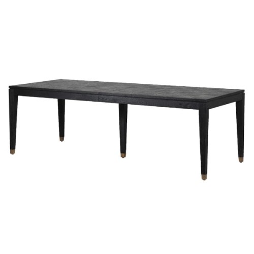 Zelten Black Extendable Dining Table in Black Oak with Brass-Finished Detailing, 358cm