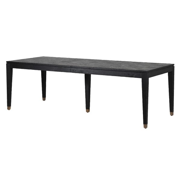 Zelten Black Extendable Dining Table in Black Oak with Brass-Finished Detailing, 358cm