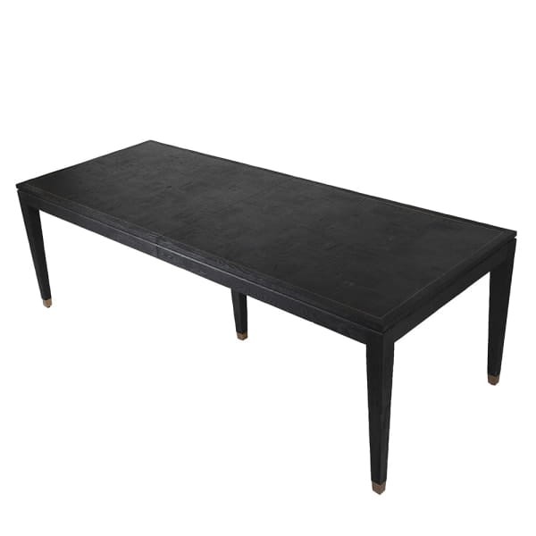 Zelten Black Extendable Dining Table in Black Oak with Brass-Finished Detailing, 358cm