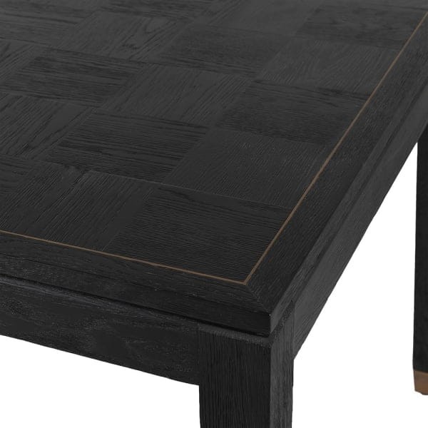 Zelten Black Extendable Dining Table in Black Oak with Brass-Finished Detailing, 358cm