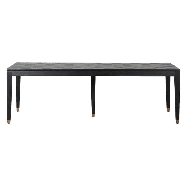 Zelten Black Extendable Dining Table in Black Oak with Brass-Finished Detailing, 358cm