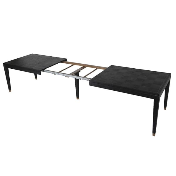 Zelten Black Extendable Dining Table in Black Oak with Brass-Finished Detailing, 358cm