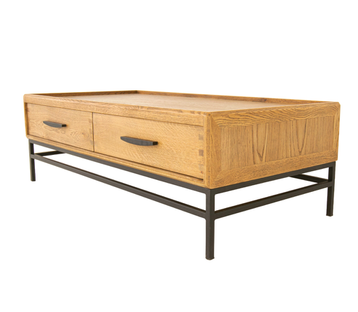 Brue 140 cm Oak Coffee Table with Two Drawers