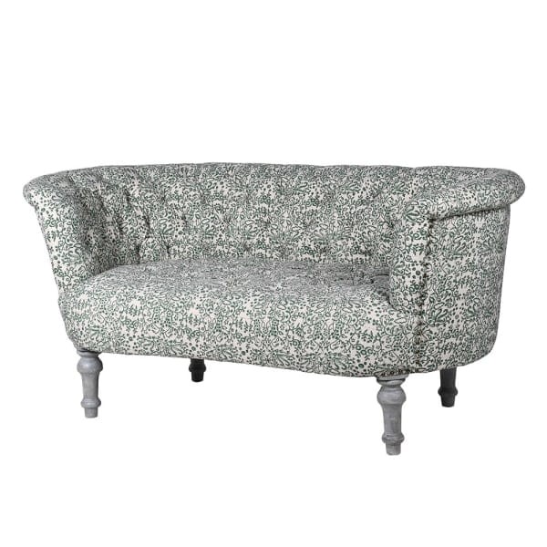 Mango Paisley Oriental Two-Seater Sofa 154 cm – White & Green