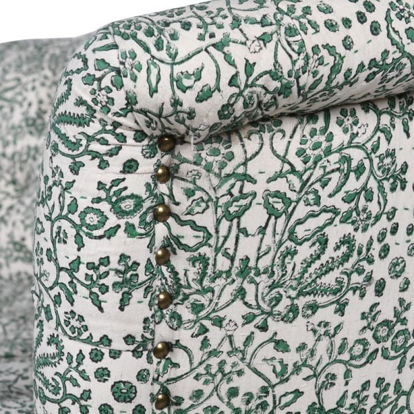 Mango Paisley Oriental Two-Seater Sofa 154 cm – White & Green
