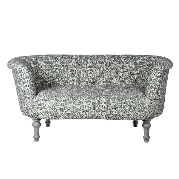 Mango Paisley Oriental Two-Seater Sofa 154 cm – White & Green