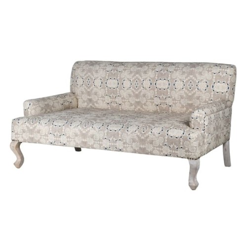 Patterned Two-Seater Light Cotton Sofa 153 cm – Cream