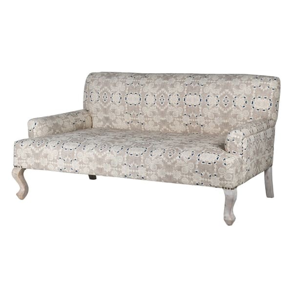 Patterned Two-Seater Light Cotton Sofa 153 cm – Cream
