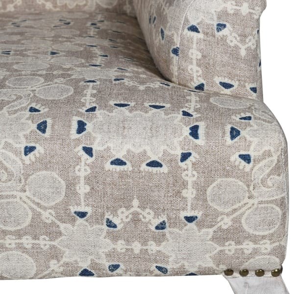 Patterned Two-Seater Light Cotton Sofa 153 cm – Cream
