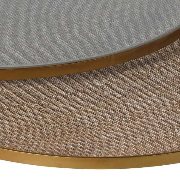Rattan Gold Coffee Tables – Set of 2 Round Gold Coffee Tables