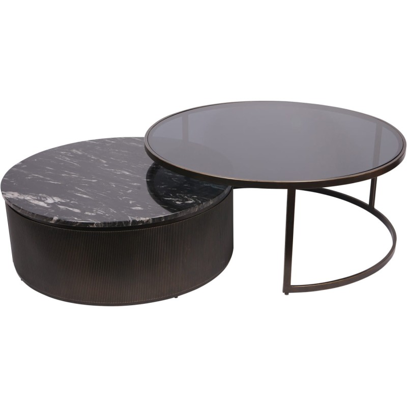 Round coffee table with a smoked glass top