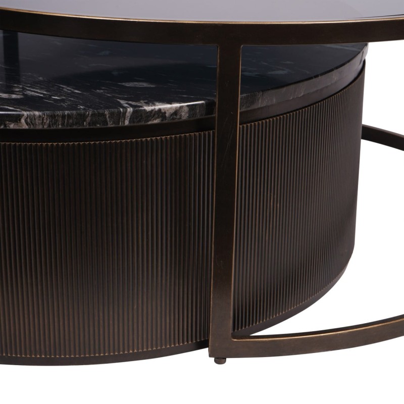 Ribbed base of the black marble Primrose coffee table