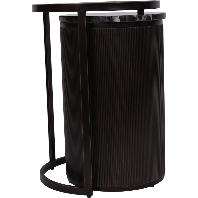 Primrose Black Side Tables – Set of 2, Marble & Glass, 43 × 61 cm