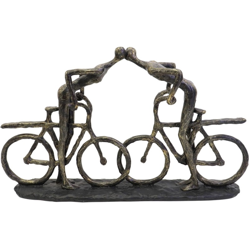 Antique bronze cyclist couple sculpture measuring 48 cm