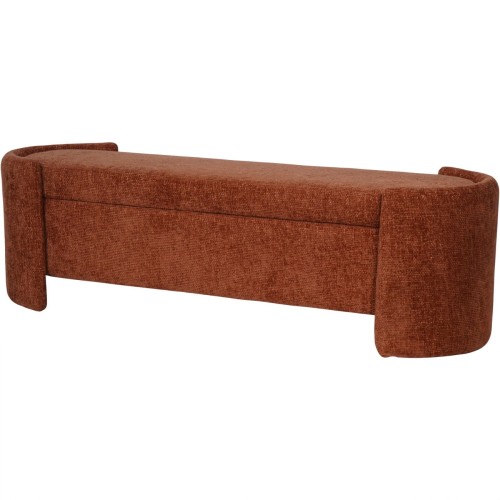Ennismore Burnt Orange Chenille Storage Bench, 160 cm