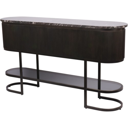Primrose Black 140 cm Black Console Table with Brown Base and Marble Top