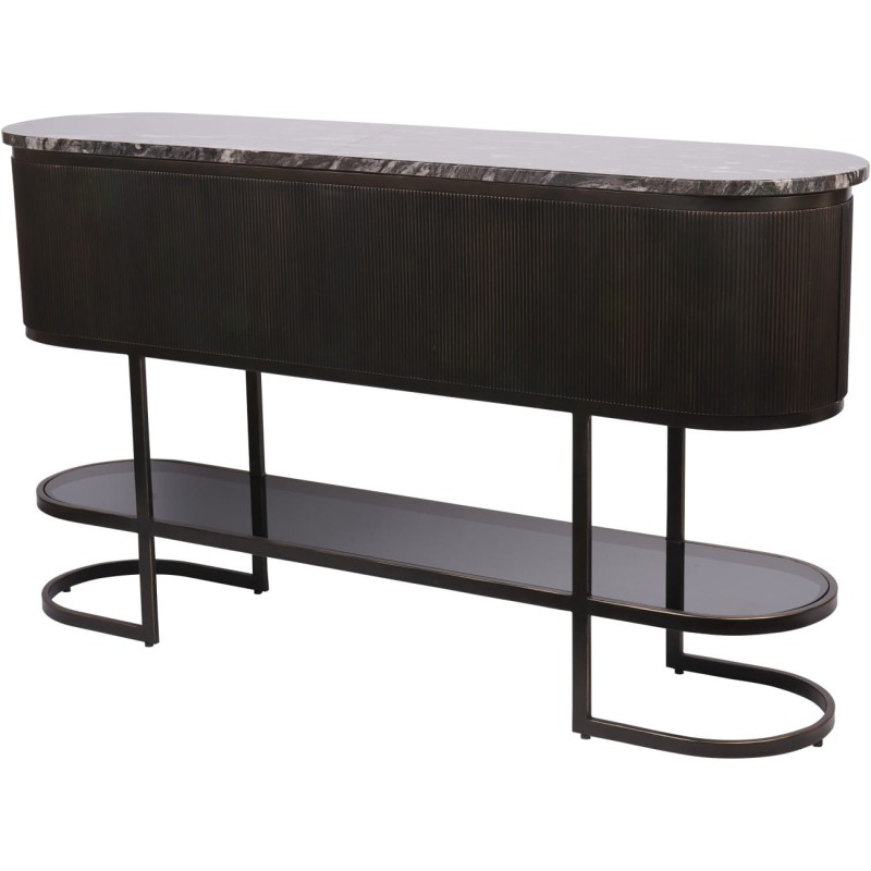 Primrose Black 140 cm Black Console Table with Brown Base and Marble Top