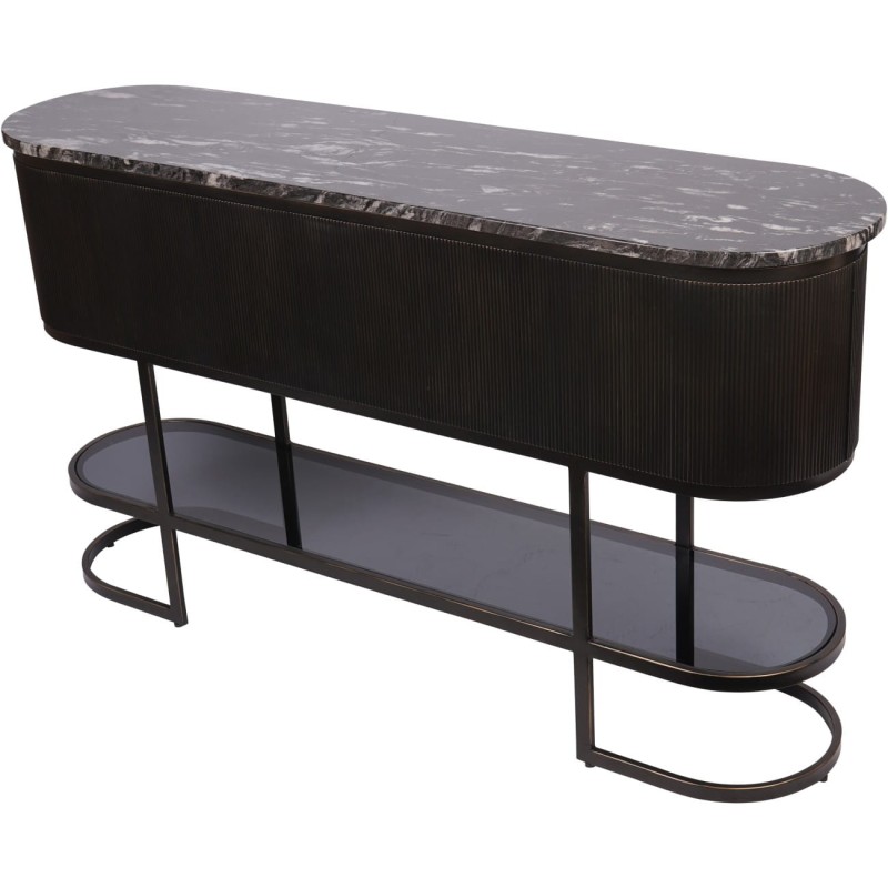 Primrose Black 140 cm Black Console Table with Brown Base and Marble Top