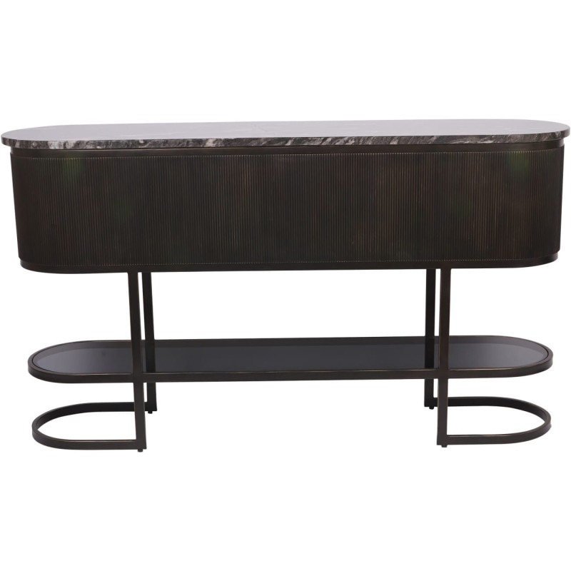 Primrose Black 140 cm Black Console Table with Brown Base and Marble Top