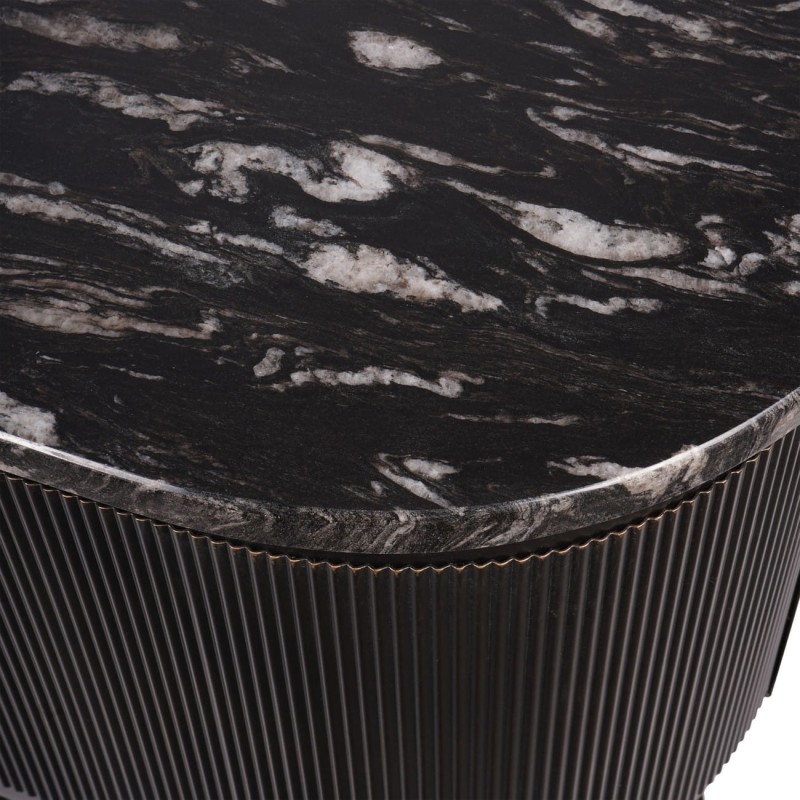 Primrose Black 140 cm Black Console Table with Brown Base and Marble Top