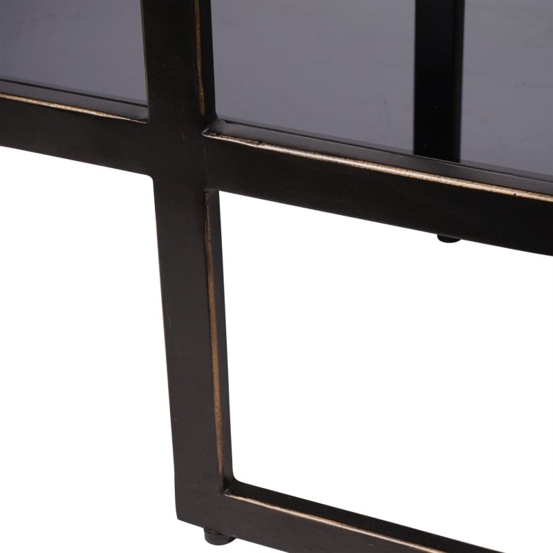 Primrose Black 140 cm Black Console Table with Brown Base and Marble Top