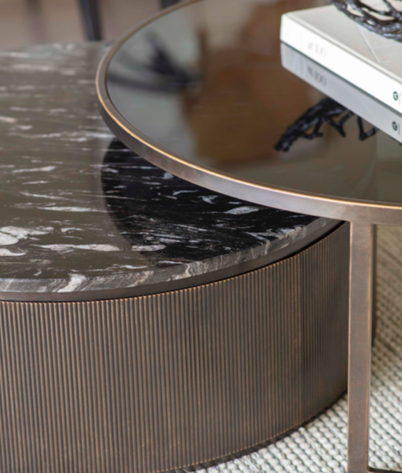 Primrose Black coffee table with natural black marble top