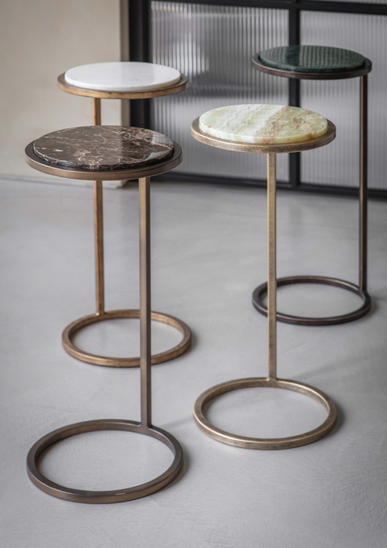 Belgrave Brown Marble Side Table 59 cm – Brown Emperador Marble