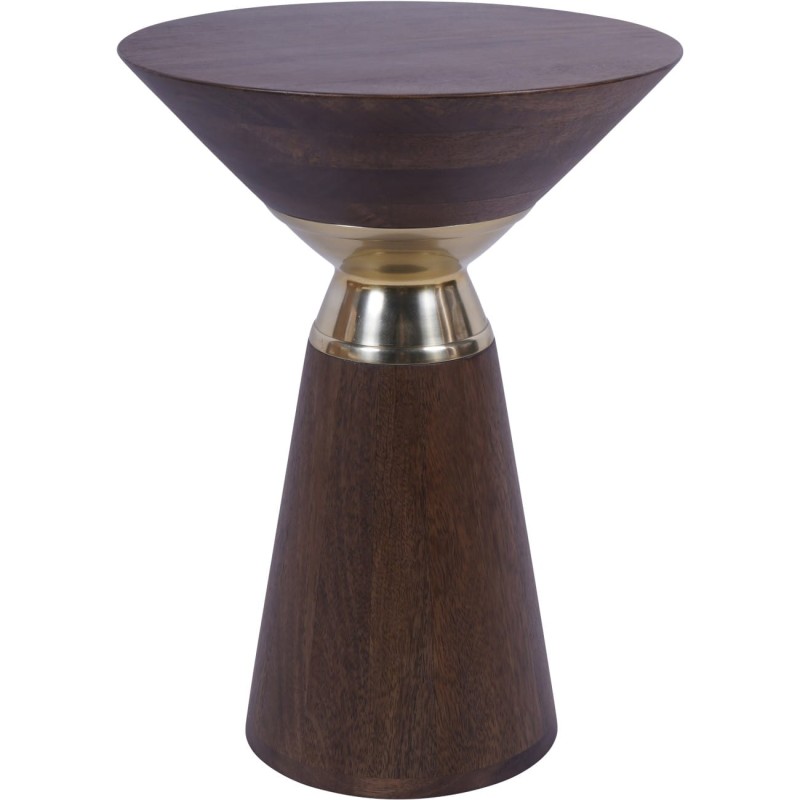 Amalfi Side Table – 50 cm Mango Wood with Gold Detailing | Luxury Accent Table by K&B London