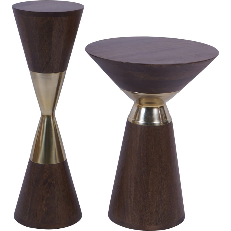 Amalfi Side Table – 50 cm Mango Wood with Gold Detailing | Luxury Accent Table by K&B London