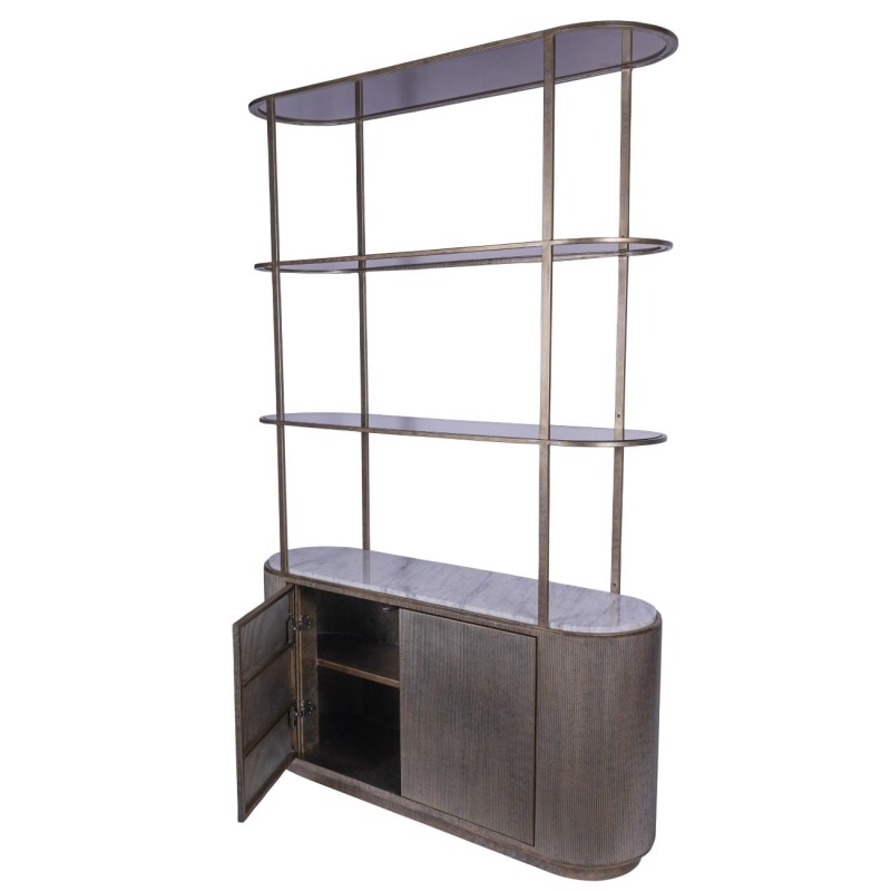 Tall display cabinet with Banswara marble and glass