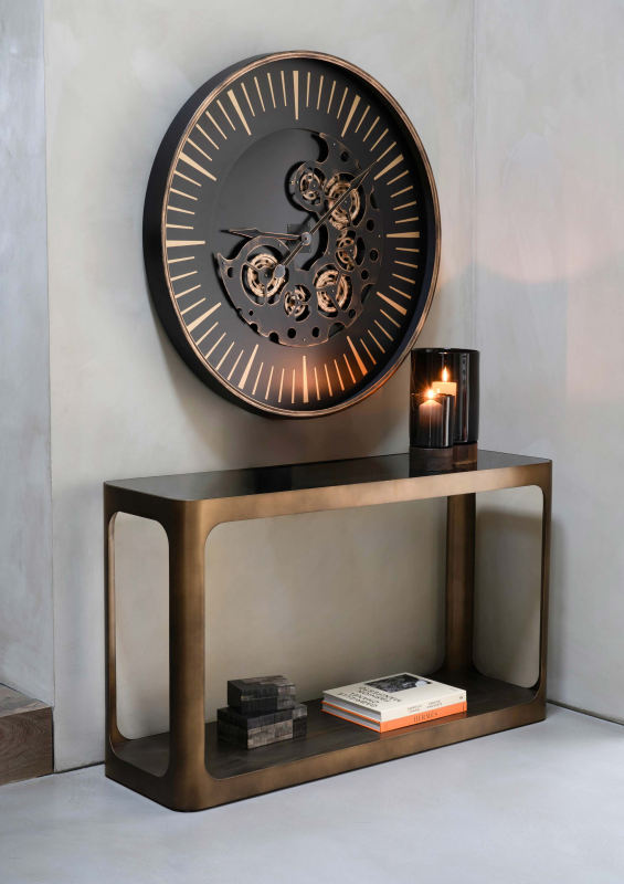 Ennismore large black and gold wall clock 100 cm