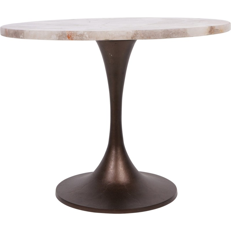 Pale round side table for a contemporary living room