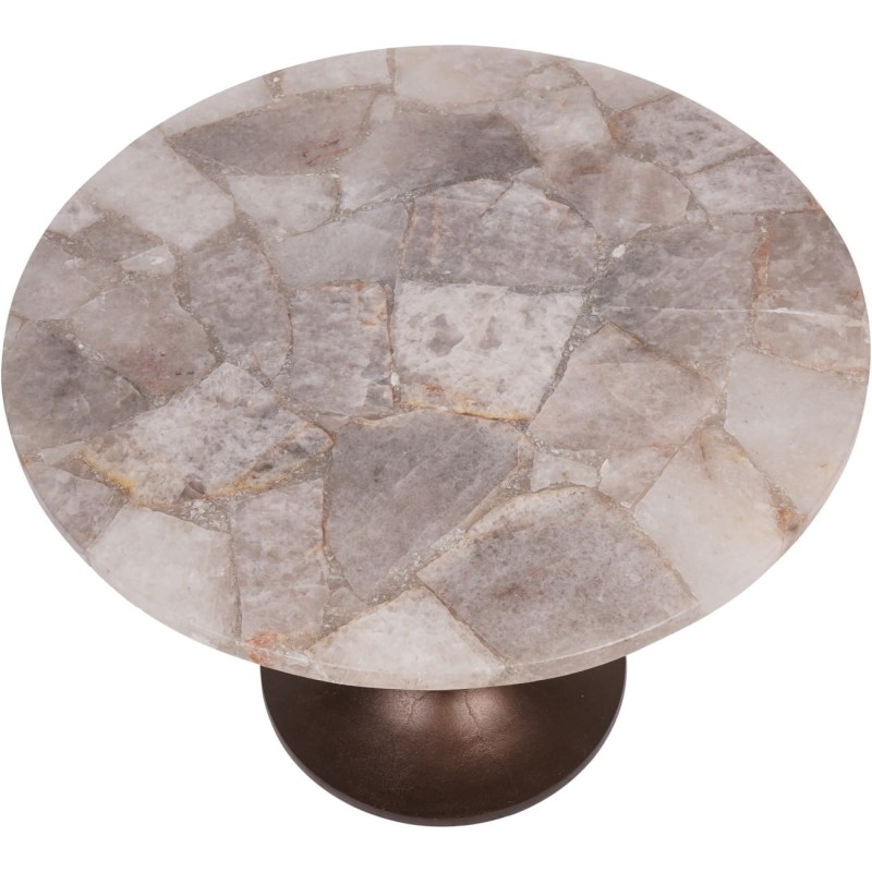 Side table with a single central metal pedestal