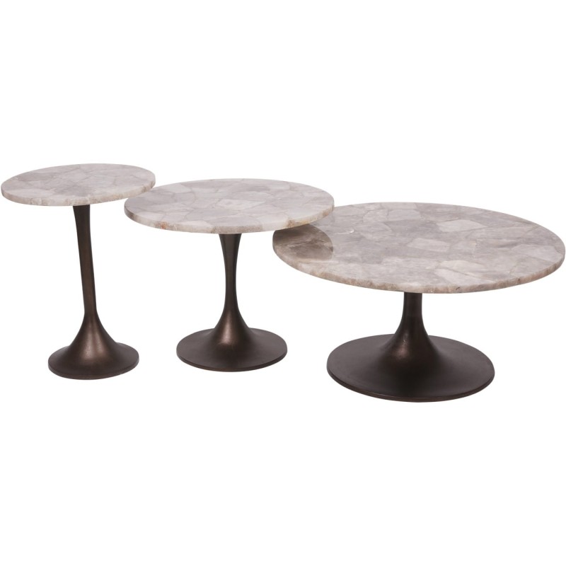 Round tabletop with a natural smoked quartz pattern