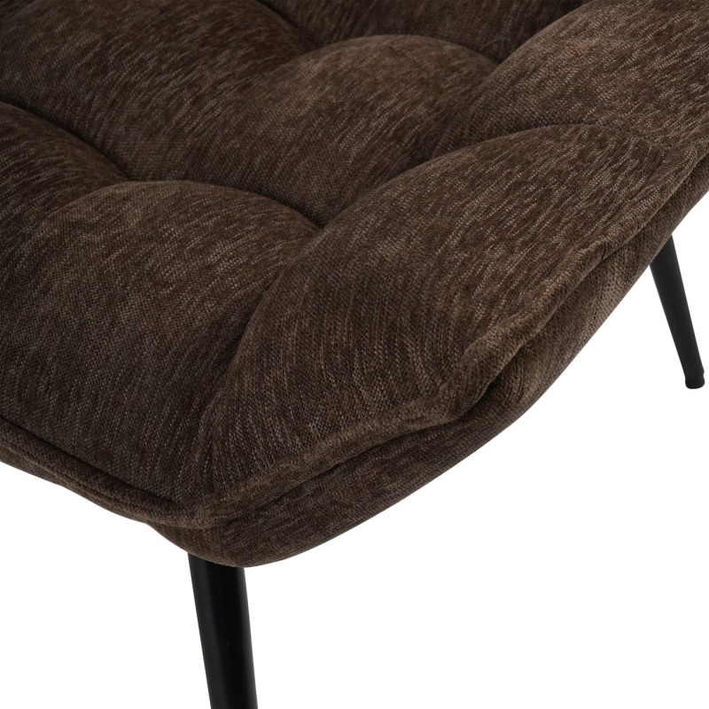 Marylebone Brown Tufted Armchair with Footstool and Decorative Backrest