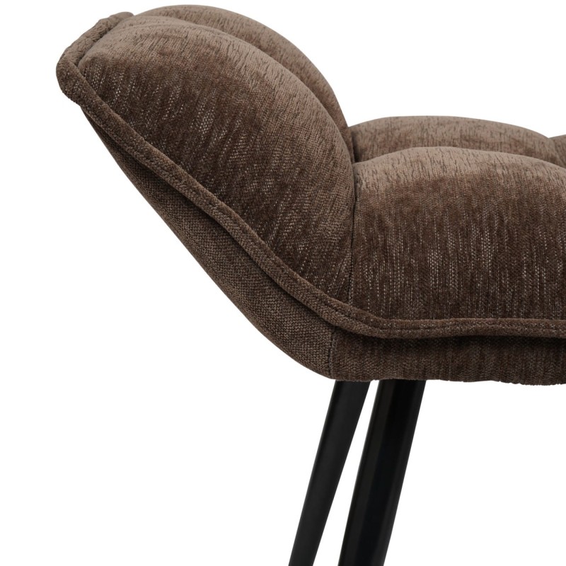 Marylebone Brown Tufted Armchair with Footstool and Decorative Backrest