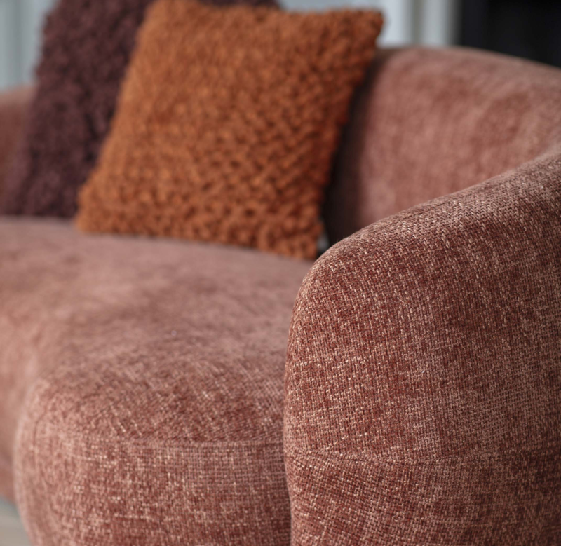 Curved small sofa Ennismore Burnt 180 cm terracotta chenille