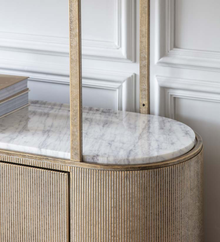 Primrose antique-gold shelving unit measuring 204 cm