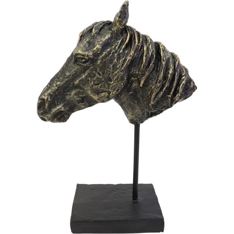 Horse Head Figurine – 31.4 cm Brown Polyresin Stone Look